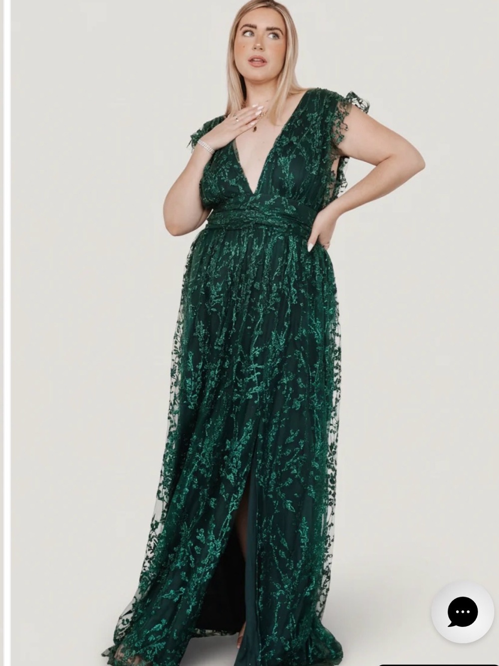 Baltic born emerald green Arlene Shimmer Gown size medium